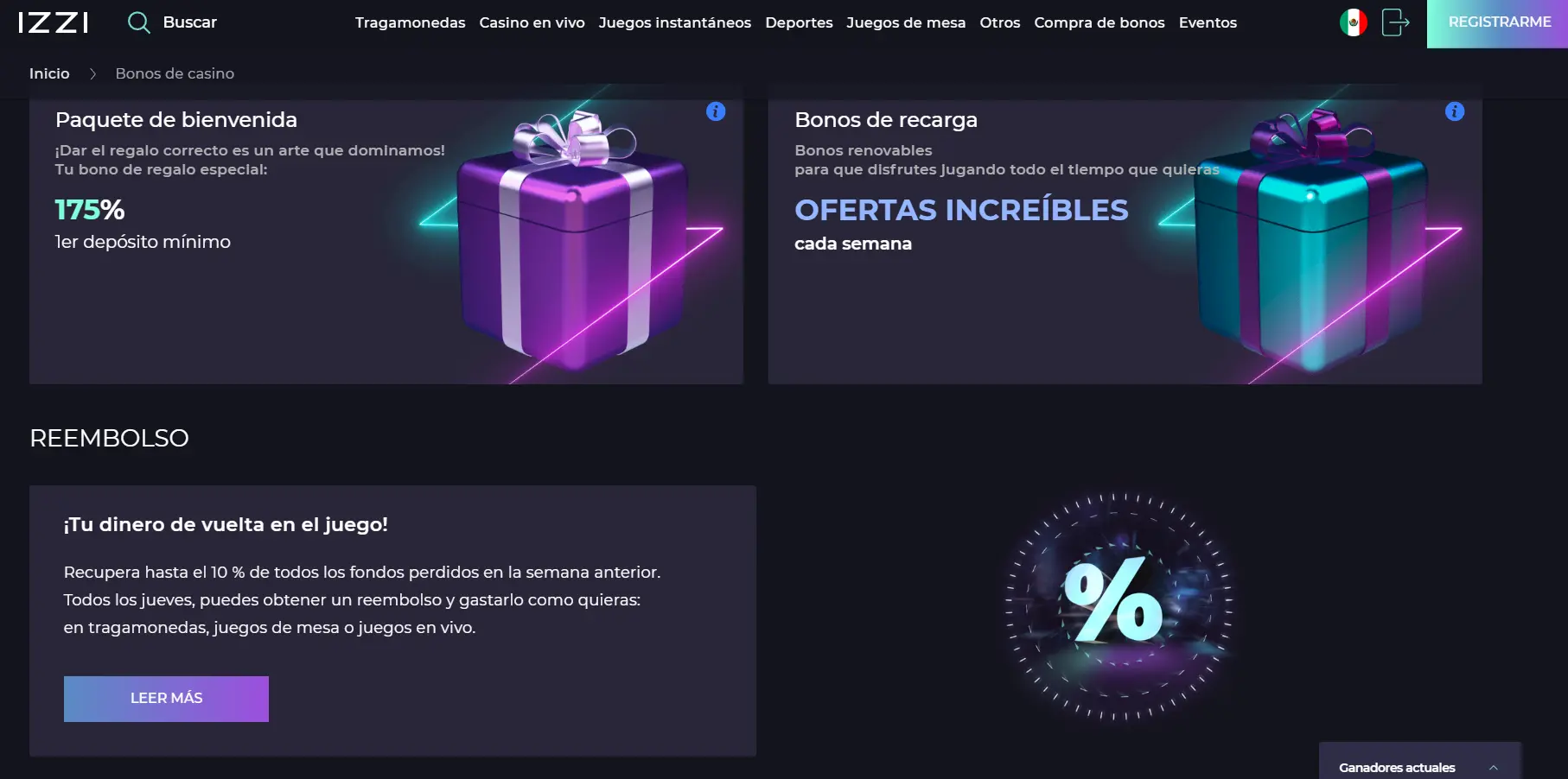 Bonos en Izzi casino 