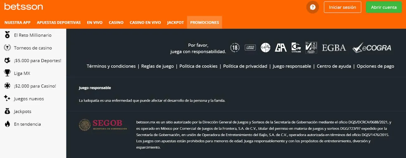 Licencias y certificaciones de Betsson casino promociones en casinos betsson