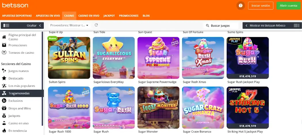 Sugar Rush tragamonedas en Betsson casino Sugar Rush slot betsson
