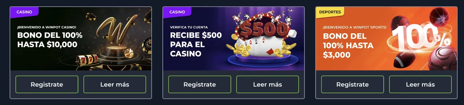 Promociones de bienvenida en Winpot México Promociones Winpot