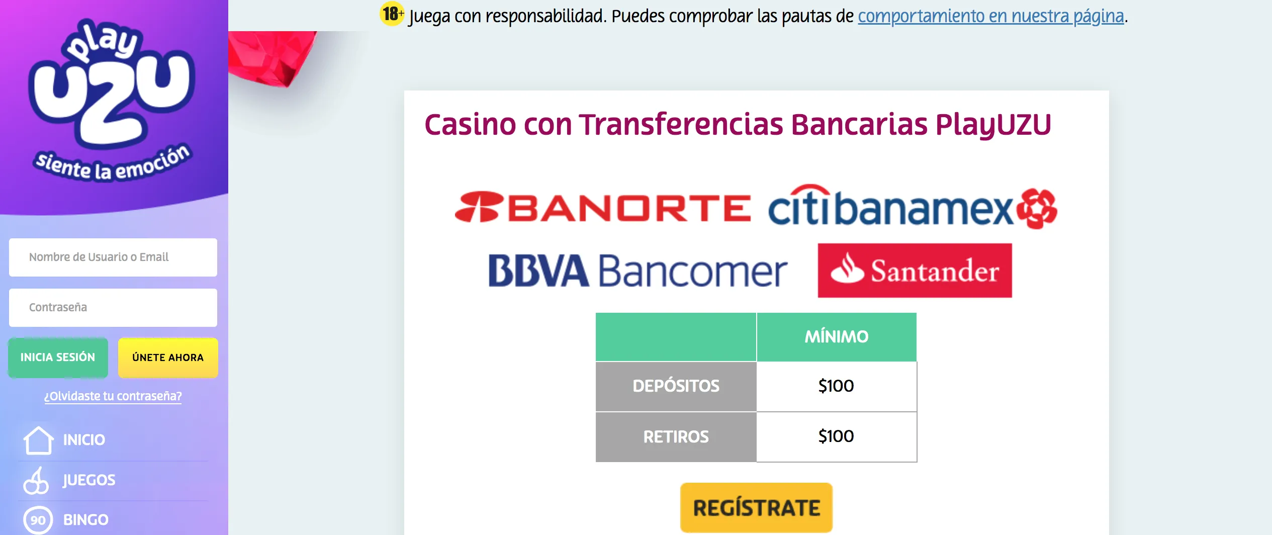 En PlayUZU puedes hacer transferencias bancarias PlayUZU transferencia bancaria online