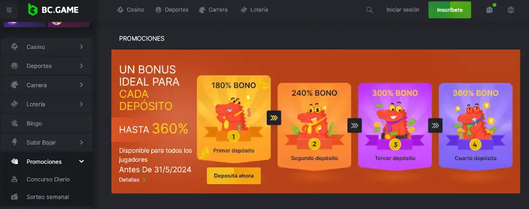 Bonos por etapa en BC Game bono sin deposito BCGAME